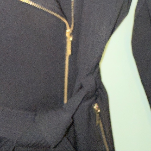 Michael Kors Black Trench Coat asymmetrical zip woman S belted jacket - Picture 2 of 12